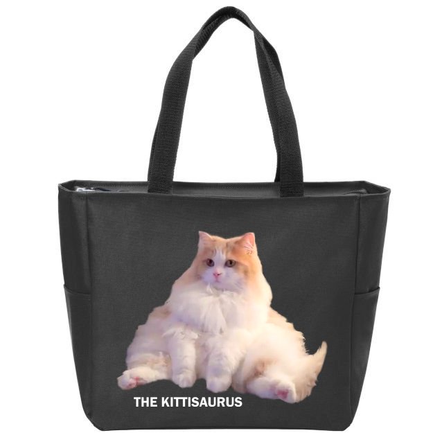 Cute DD The Cat Kittisaurus Zip Tote Bag