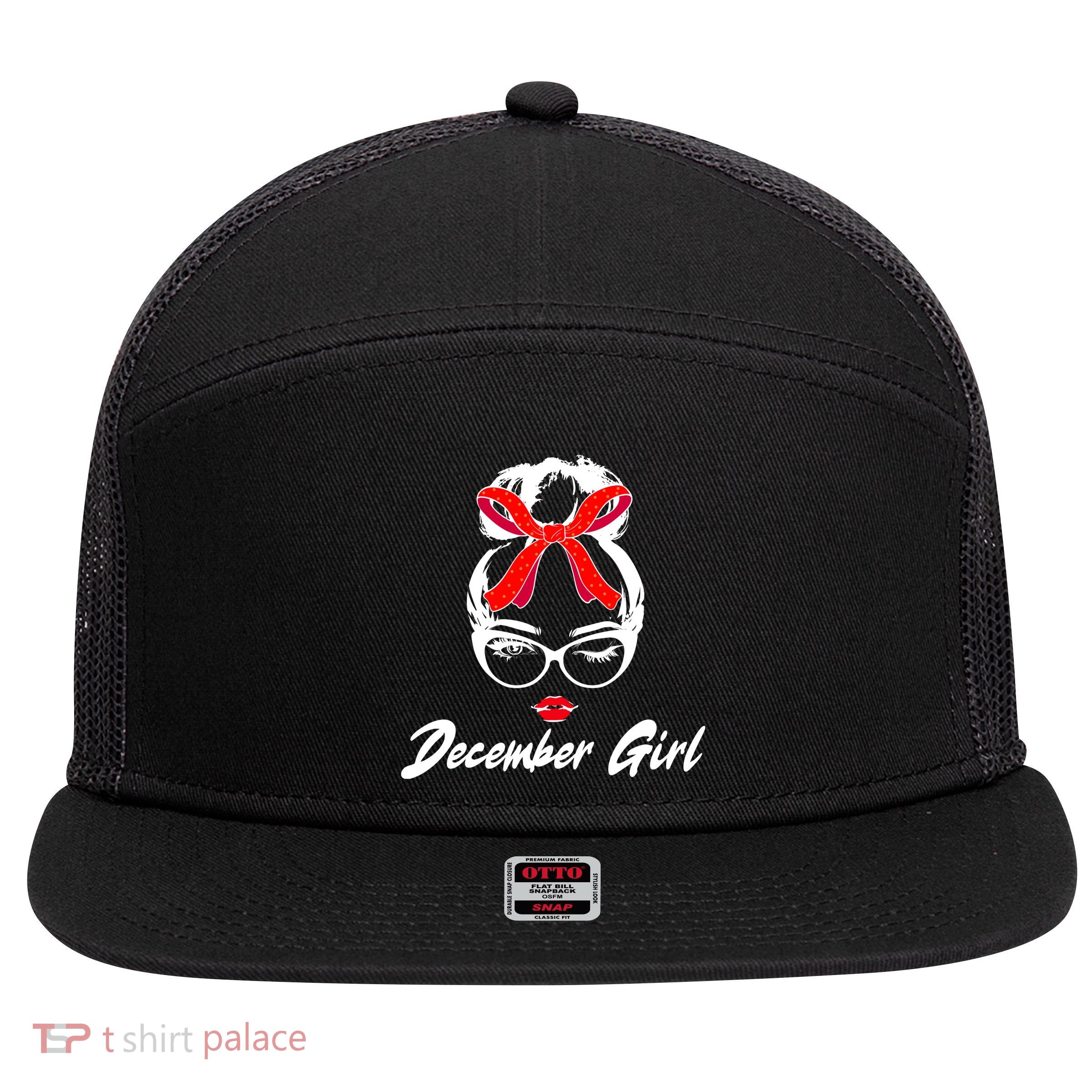 Cute December Girl Birthday 7 Panel Mesh Trucker Snapback Hat