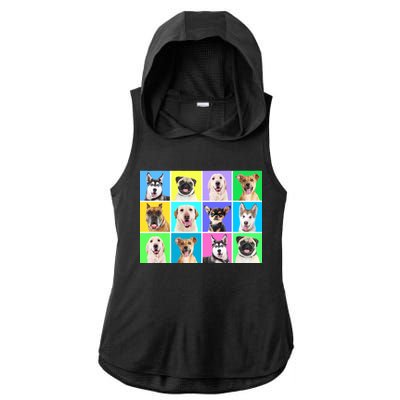 Cute Dogs Portrait Ladies PosiCharge Tri-Blend Wicking Draft Hoodie Tank