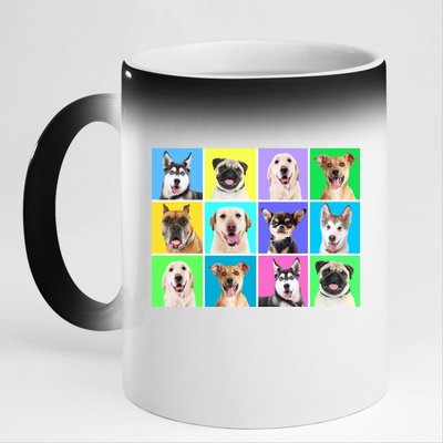 Cute Dogs Portrait 11oz Black Color Changing Mug