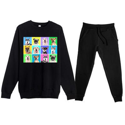 Cute Dogs Portrait Premium Crewneck Sweatsuit Set