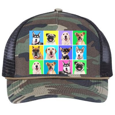 Cute Dogs Portrait Retro Rope Trucker Hat Cap