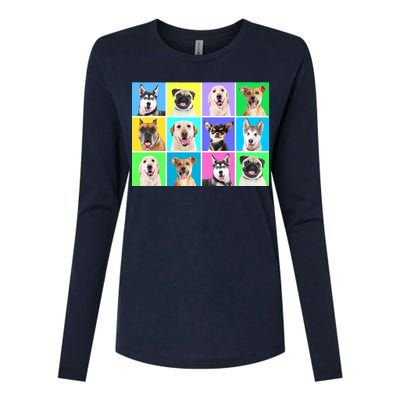 Cute Dogs Portrait Womens Cotton Relaxed Long Sleeve T-Shirt