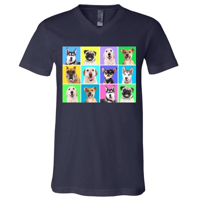 Cute Dogs Portrait V-Neck T-Shirt