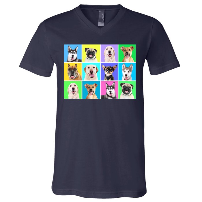 Cute Dogs Portrait V-Neck T-Shirt