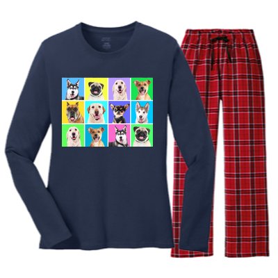 Cute Dogs Portrait Women's Long Sleeve Flannel Pajama Set 