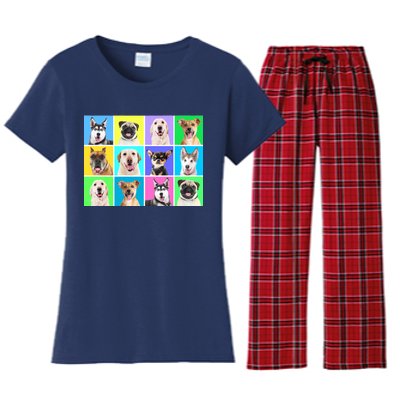 Cute Dogs Portrait Women's Flannel Pajama Set