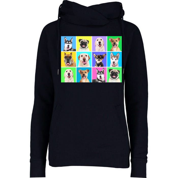 Cute Dogs Portrait Womens Funnel Neck Pullover Hood