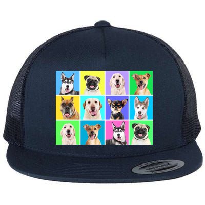 Cute Dogs Portrait Flat Bill Trucker Hat