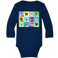 Cute Dogs Portrait Baby Long Sleeve Bodysuit