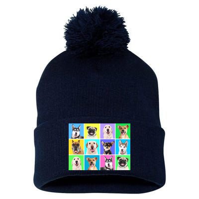 Cute Dogs Portrait Pom Pom 12in Knit Beanie