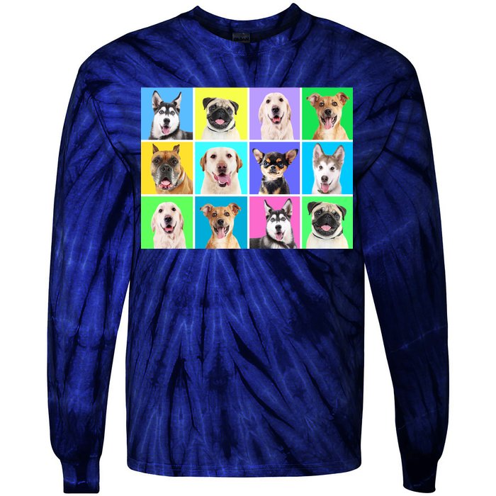 Cute Dogs Portrait Tie-Dye Long Sleeve Shirt