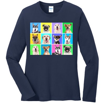 Cute Dogs Portrait Ladies Long Sleeve Shirt