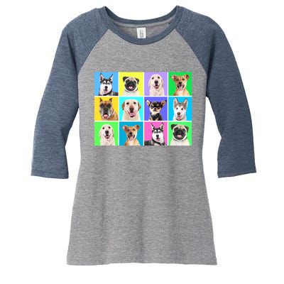 Cute Dogs Portrait Women's Tri-Blend 3/4-Sleeve Raglan Shirt