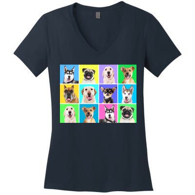 Cute Dogs Portrait Women's V-Neck T-Shirt