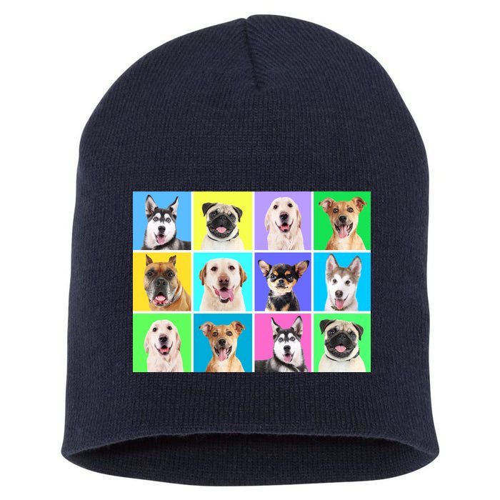 Cute Dogs Portrait Short Acrylic Beanie