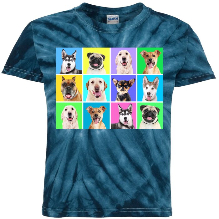 Cute Dogs Portrait Kids Tie-Dye T-Shirt