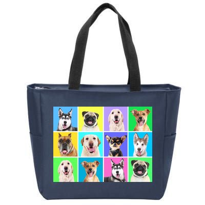Cute Dogs Portrait Zip Tote Bag