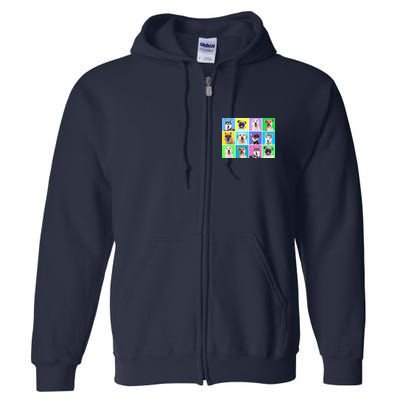 Cute Dogs Portrait Full Zip Hoodie