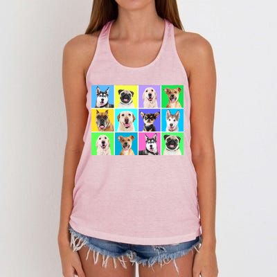 Cute Dogs Portrait Women's Knotted Racerback Tank