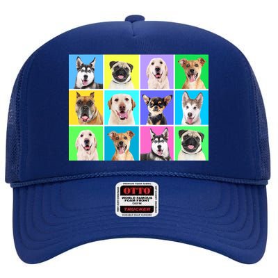 Cute Dogs Portrait High Crown Mesh Back Trucker Hat