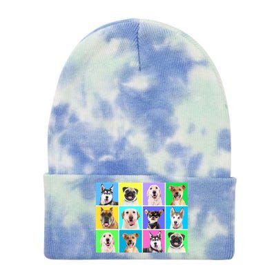 Cute Dogs Portrait Tie Dye 12in Knit Beanie