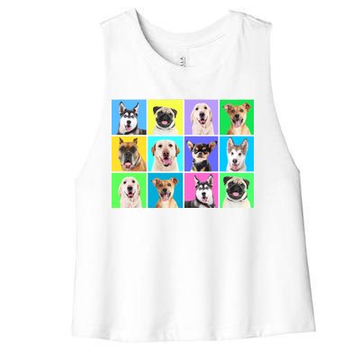 Cute Dogs Portrait Women's Racerback Cropped Tank