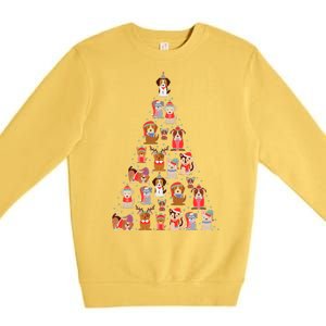 Cute Dogs Puppies Christmas Tree Premium Crewneck Sweatshirt