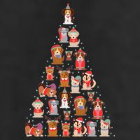 Cute Dogs Puppies Christmas Tree 7 Panel Mesh Trucker Snapback Hat
