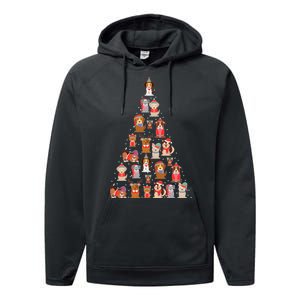 Cute Dogs Puppies Christmas Tree Performance Fleece Hoodie