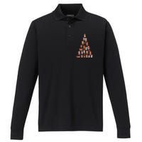 Cute Dogs Puppies Christmas Tree Performance Long Sleeve Polo