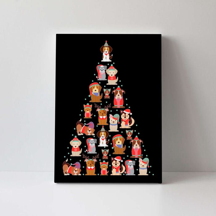 Cute Dogs Puppies Christmas Tree Canvas