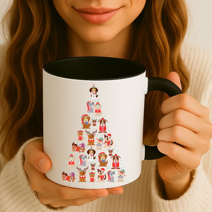 Cute Dogs Puppies Christmas Tree Mug