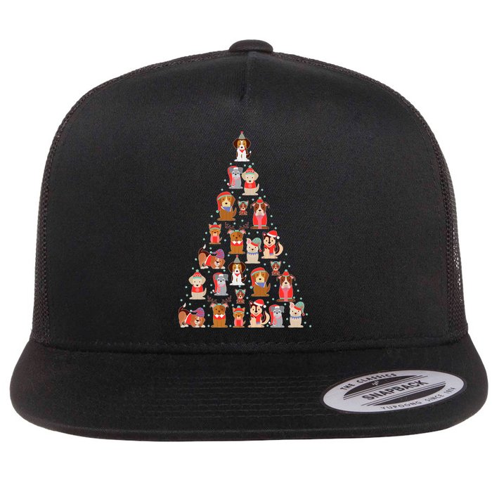Cute Dogs Puppies Christmas Tree Flatbill Hat