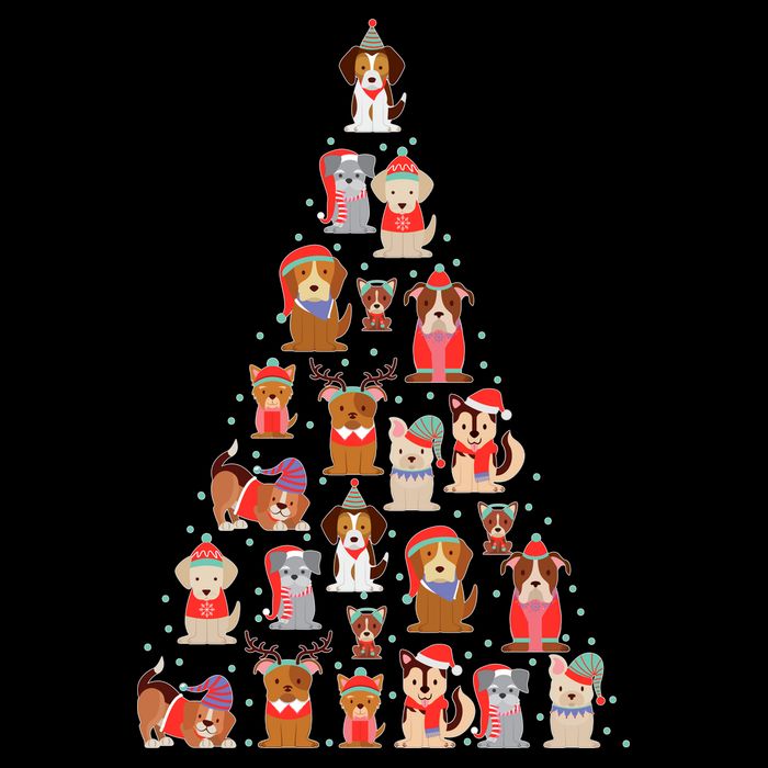 Cute Dogs Puppies Christmas Tree Flatbill Hat