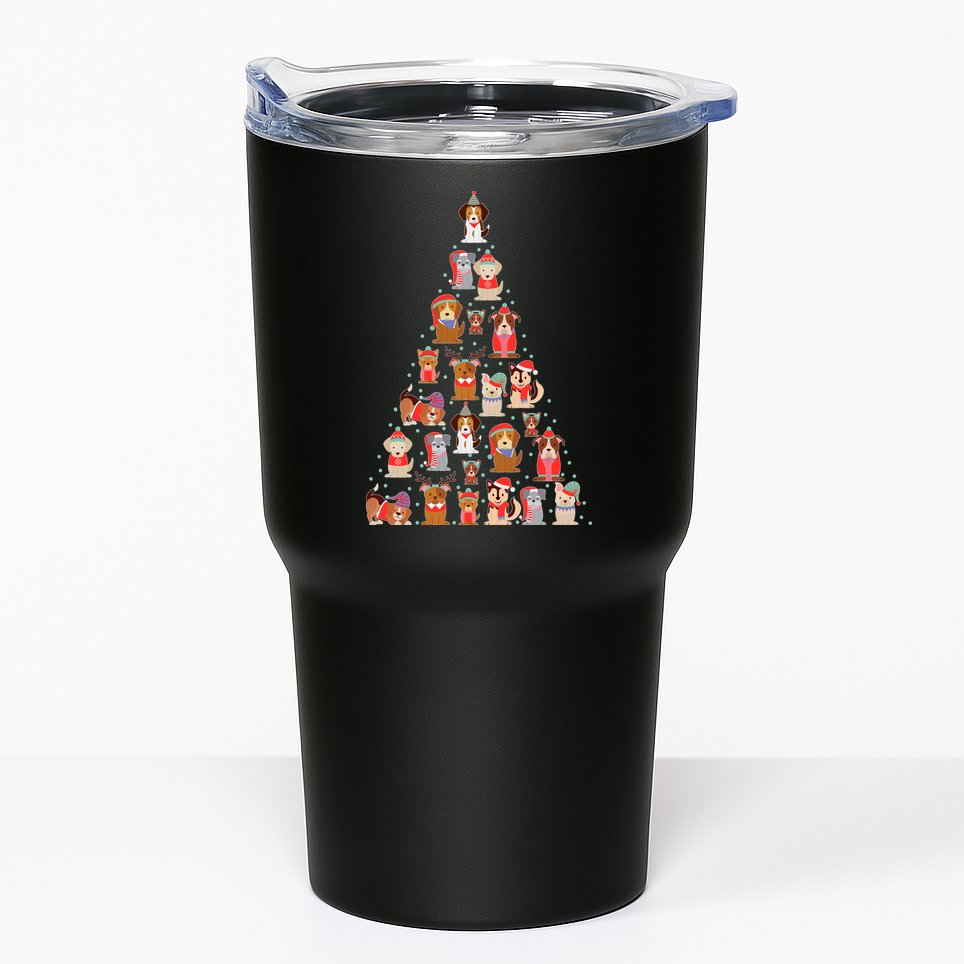 Cute Dogs Puppies Christmas Tree Tumbler