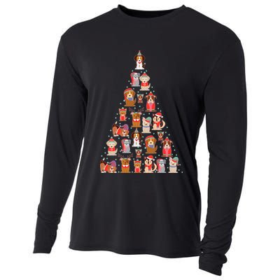 Cute Dogs Puppies Christmas Tree Cooling Performance Long Sleeve Crew