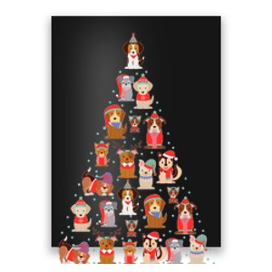 Cute Dogs Puppies Christmas Tree Poster