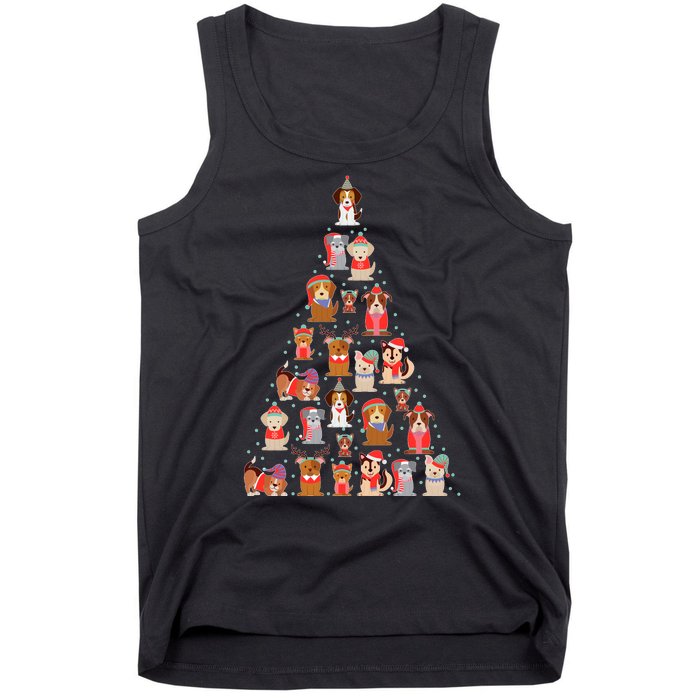 Cute Dogs Puppies Christmas Tree Tank Top