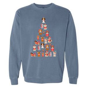 Cute Dogs Puppies Christmas Tree Garment-Dyed Sweatshirt