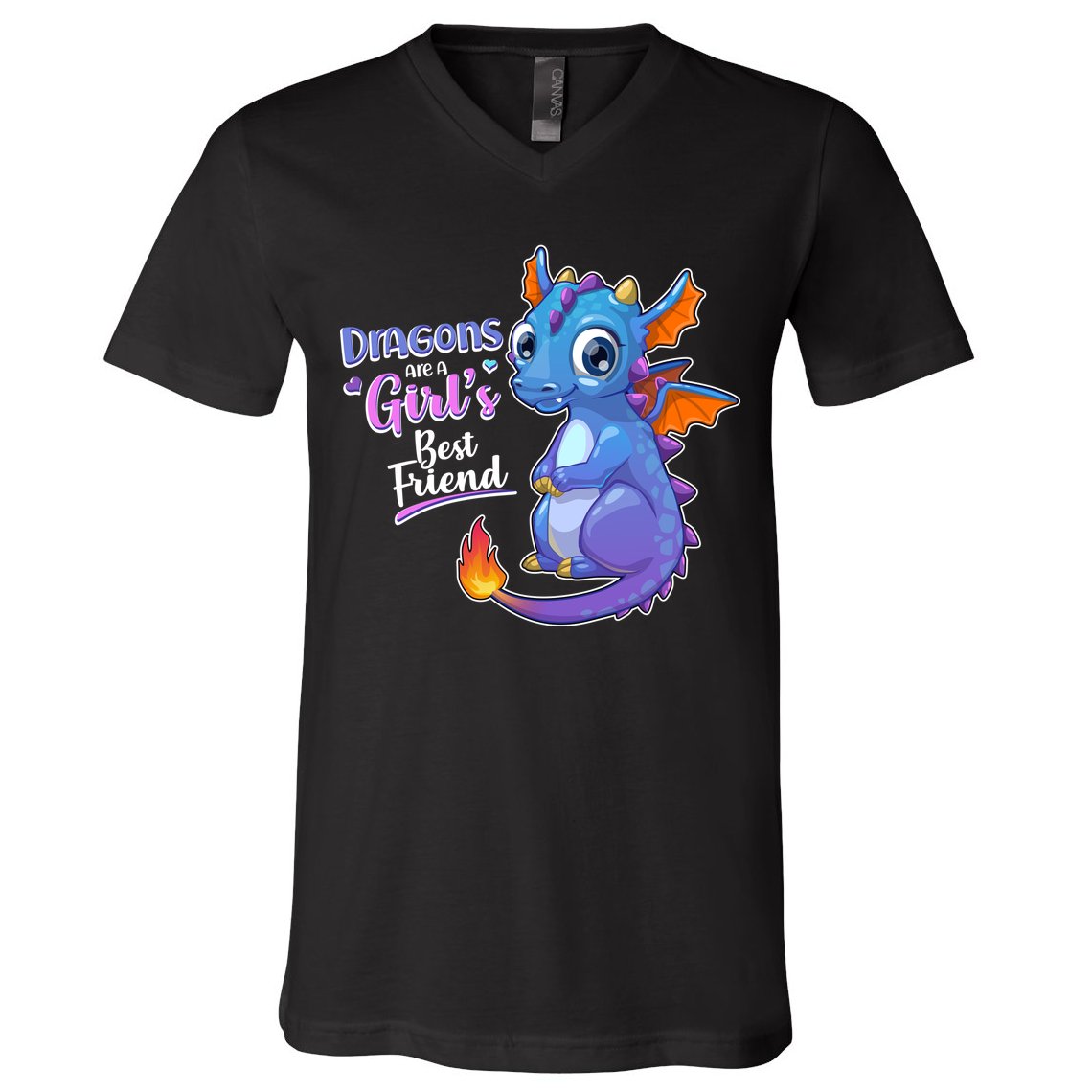 Cute Dragons Are A Girl's Best Friend V-Neck T-Shirt