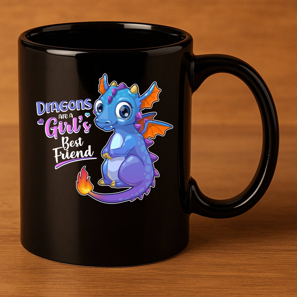 Cute Dragons Are A Girl's Best Friend 11oz C Handle Ceramic Mug