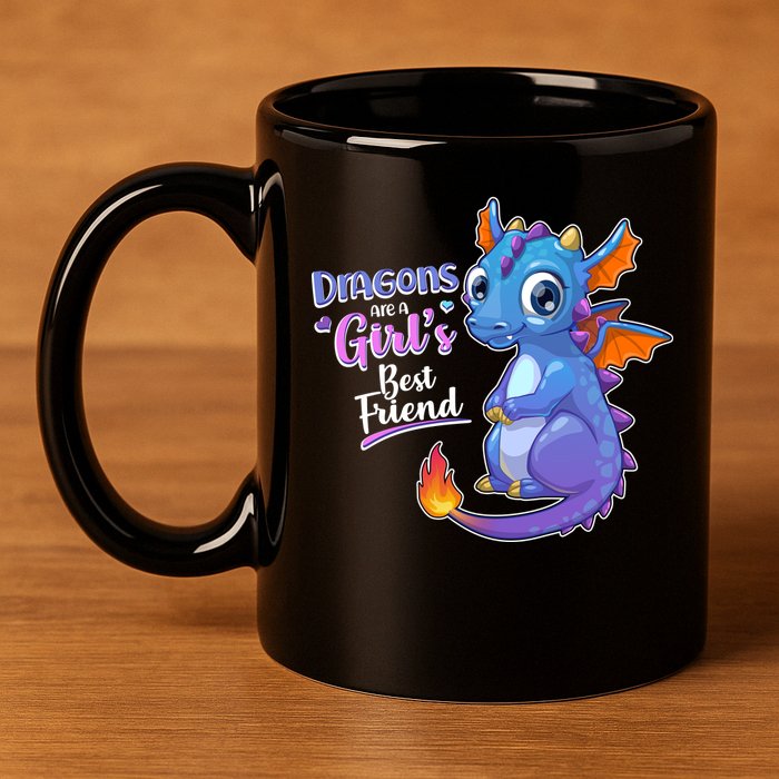 Cute Dragons Are A Girl's Best Friend 11oz C Handle Ceramic Mug