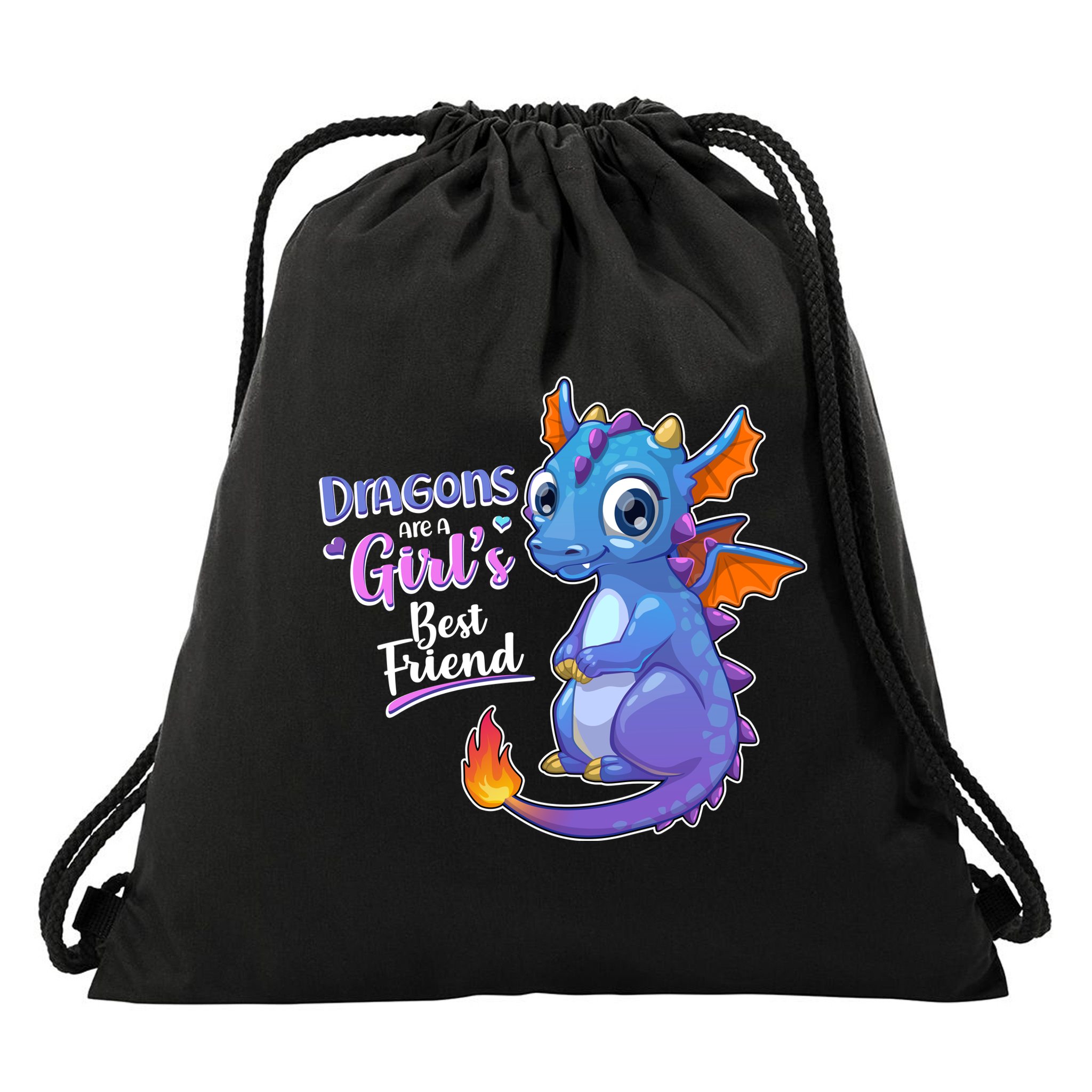 Cute Dragons Are A Girl's Best Friend Drawstring Bag
