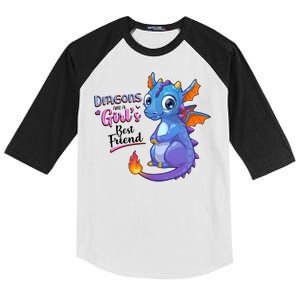 Cute Dragons Are A Girl's Best Friend Kids Colorblock Raglan Jersey