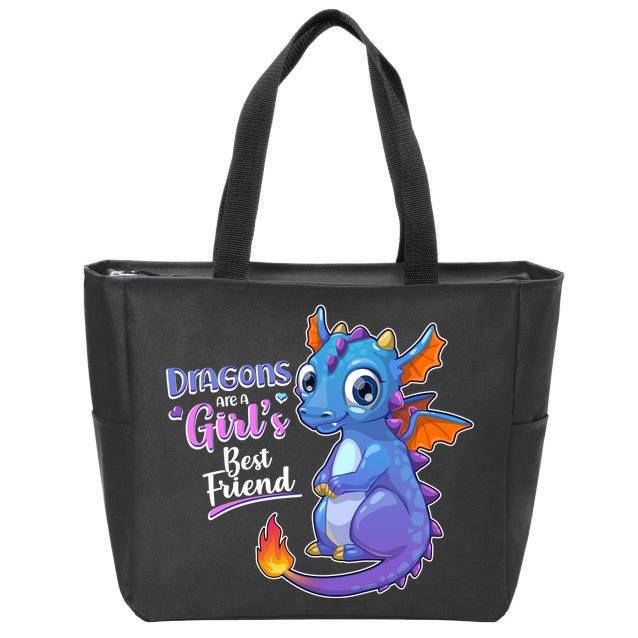 Cute Dragons Are A Girl's Best Friend Zip Tote Bag