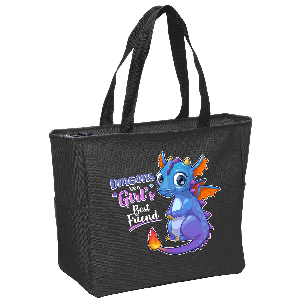 Cute Dragons Are A Girl's Best Friend Zip Tote Bag