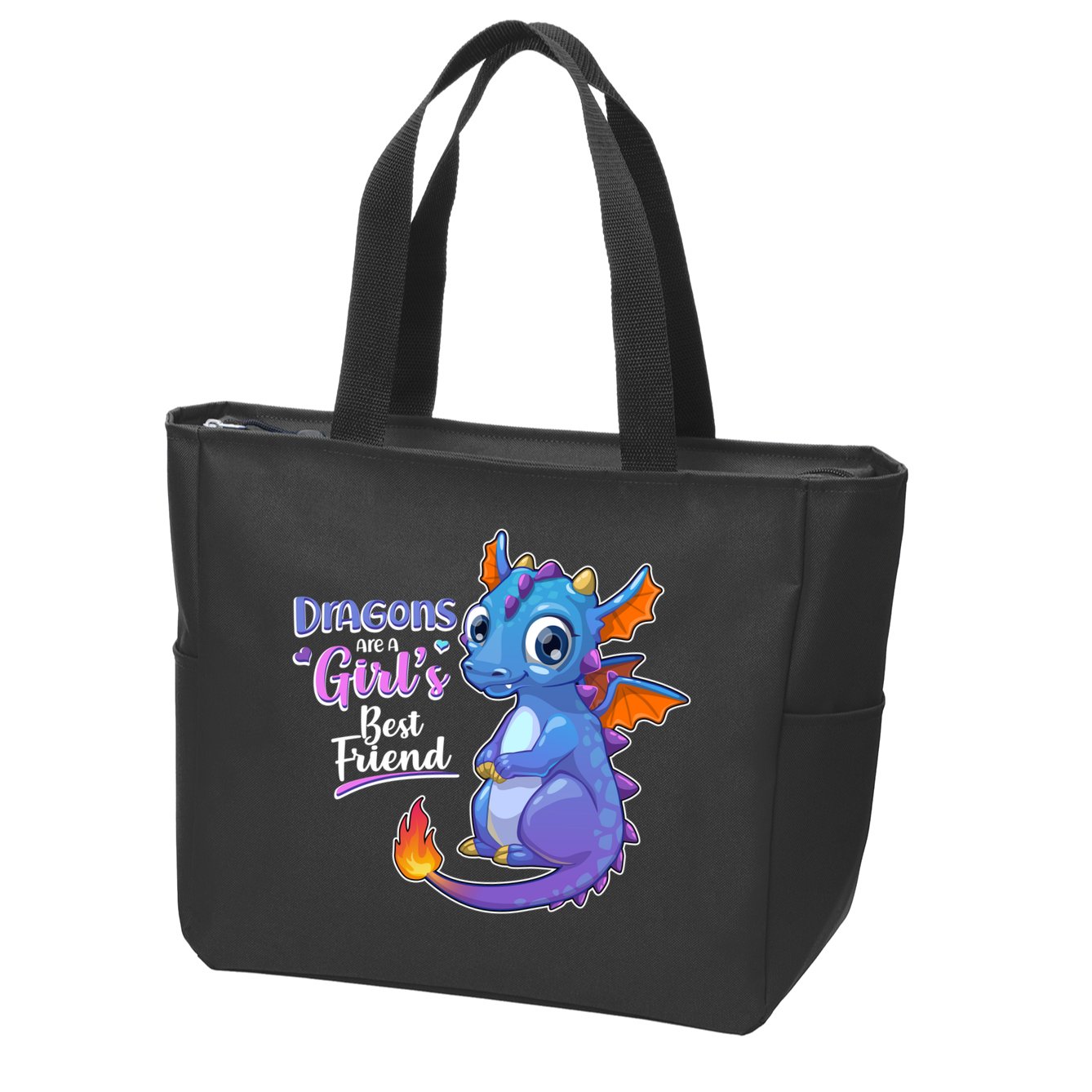 Cute Dragons Are A Girl's Best Friend Zip Tote Bag