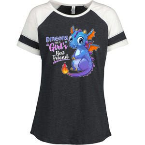 Cute Dragons Are A Girl's Best Friend Enza Ladies Jersey Colorblock Tee