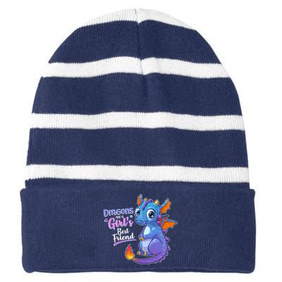 Cute Dragons Are A Girl's Best Friend Striped Beanie with Solid Band